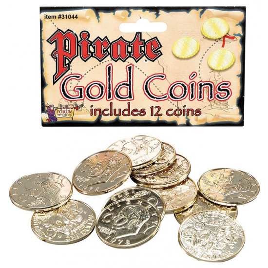 Gouden piraten munten 12 stuks