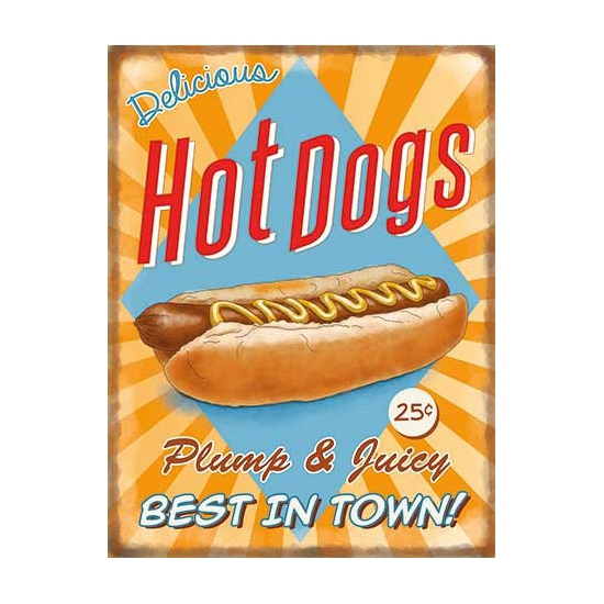 Grote muurplaat Hot Dogs 30x40cm