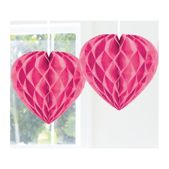 Hangdecoratie hart roze 30 cm