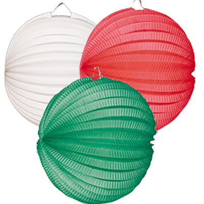 Lampion setje groen wit en rood