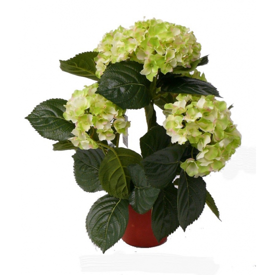Lichtgroene namaak hortensia in pot 36 cm