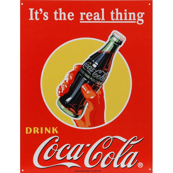 Metalen wandplaat Coca Cola the real thing