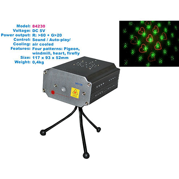 Vier twinkelende patronen laser
