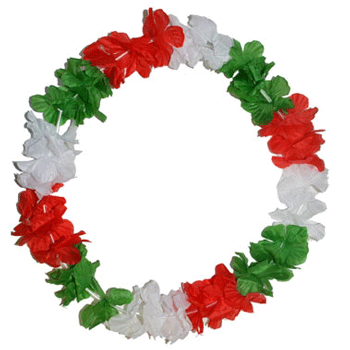 6 Hawaii garlands with red, green, white flowers