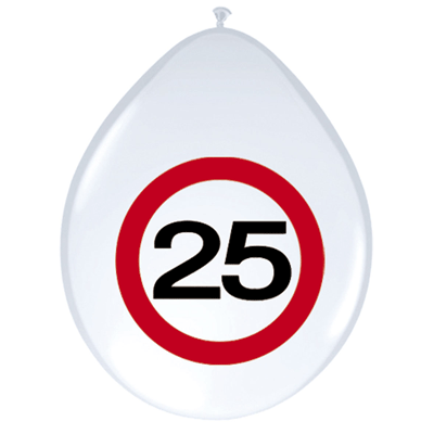 8x Balloons 25 years road sign