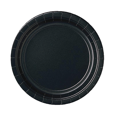 8x Paper plates black 23 cm