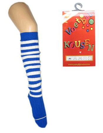 Striped knee socks blue with white