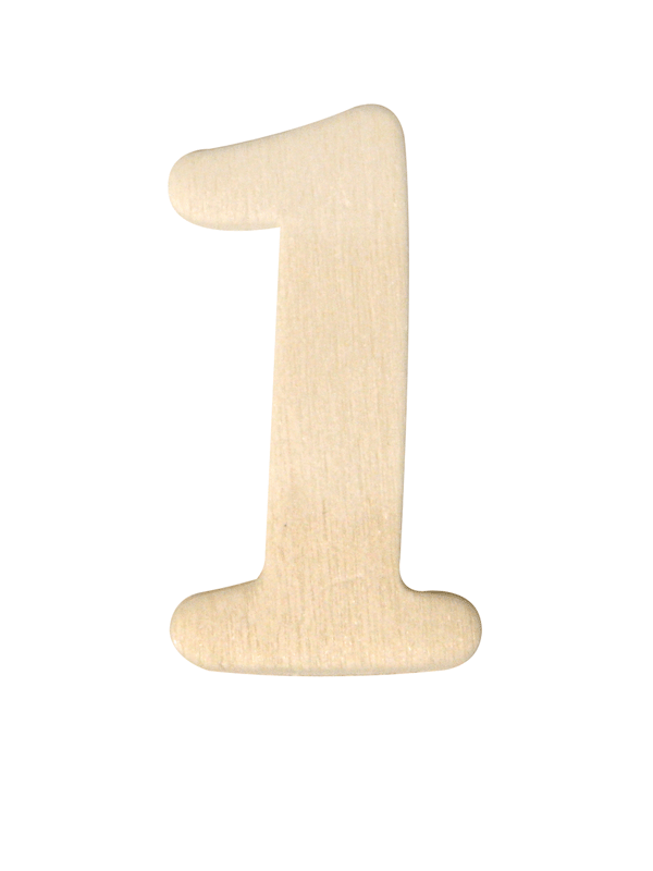 Wooden number 1 of 4 cm