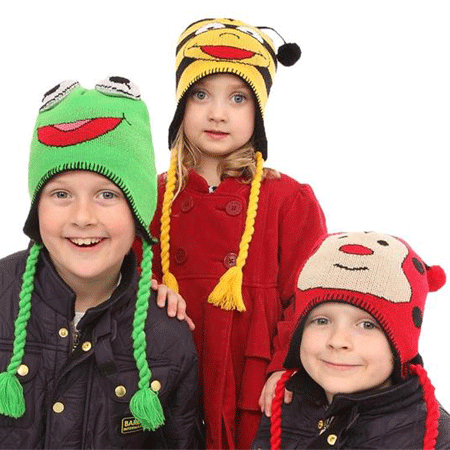 Kids sherpa hat with ladybird