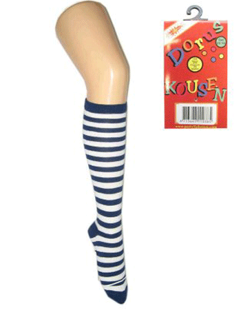 Striped sailor knee socks navy with white