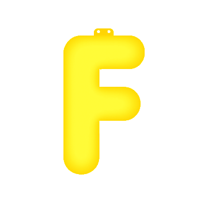 Gele letter F opblaasbaar