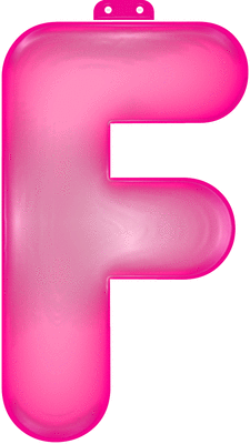 Roze letter F opblaasbaar