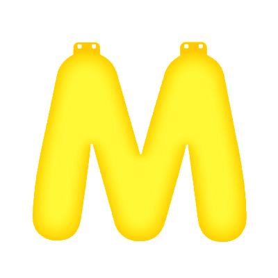 Gele letter M opblaasbaar