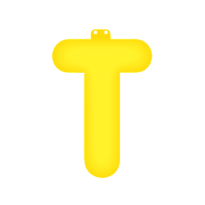Gele letter T opblaasbaar