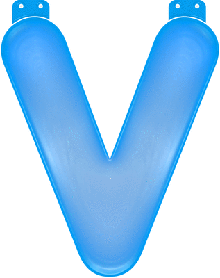 Blauwe letter V opblaasbaar