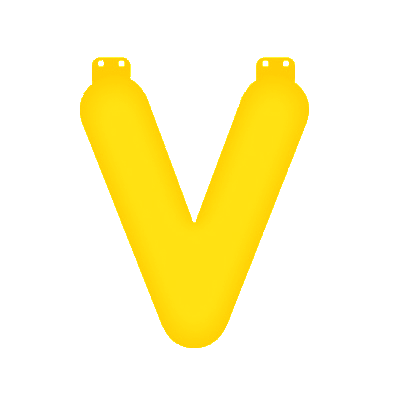 Gele letter V opblaasbaar