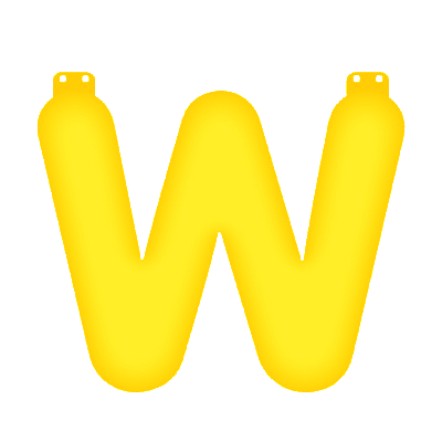 Inflatable letter W yellow