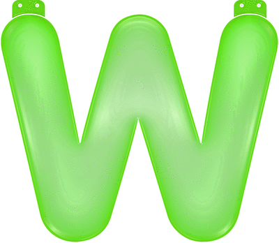 Groene letter W opblaasbaar