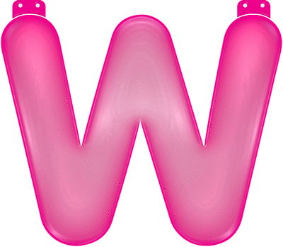 Roze letter W opblaasbaar