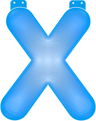 Blauwe letter X opblaasbaar