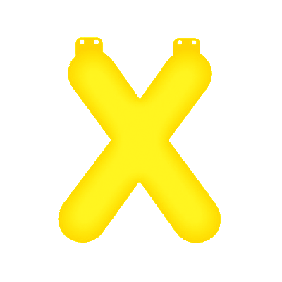 Gele letter X opblaasbaar