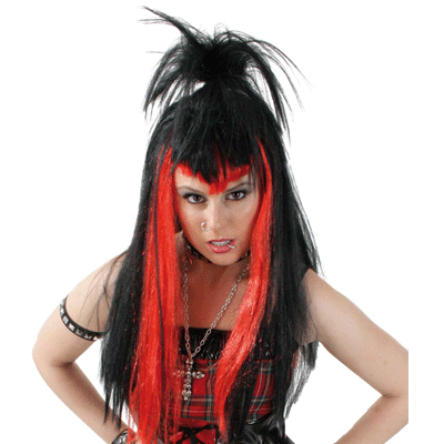 Rock chick wig red/black