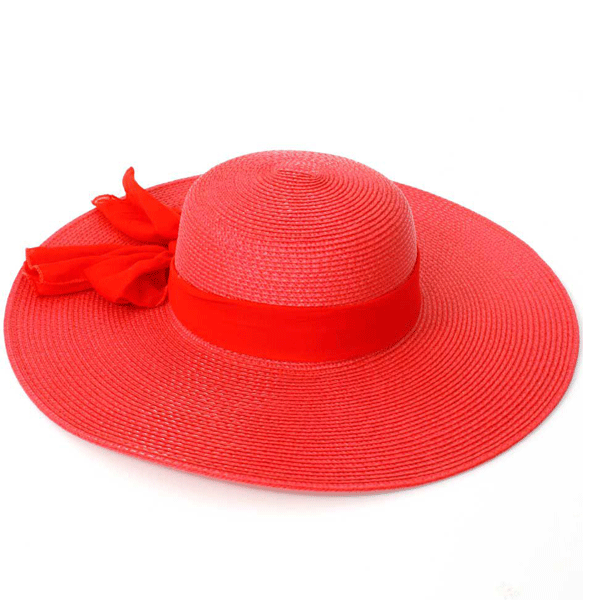 Red ladys sun hat with bow