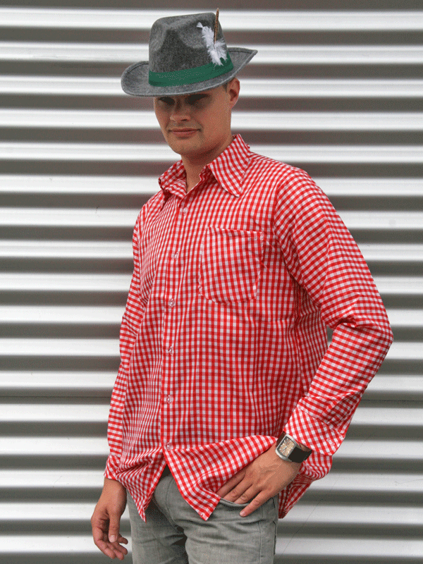 Rood Tiroler overhemd met ruitjes