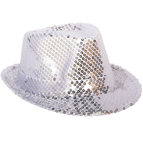 Toppers - Carnaval verkleed set hoed met stropdas zilver glitters