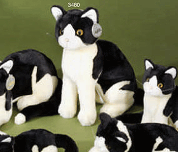 Pluche knuffel katten zwart/wit