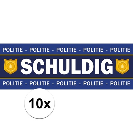 10 x Schuldig stickers voor politie/agent kostuum