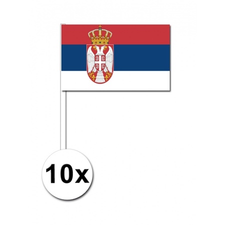10 hand wavers with Serbia flag