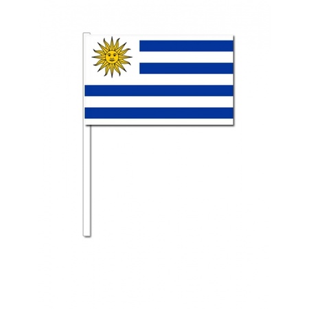 10 hand wavers with Uruguay flag