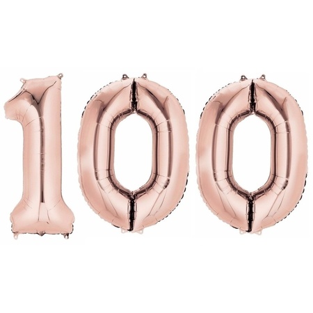 100 years rose golden foil balloons 88 cm age/number