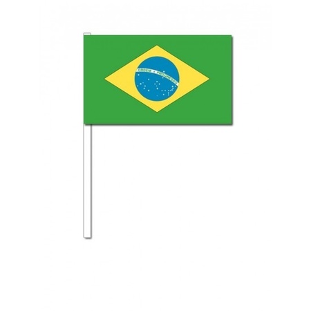 100x Brazilian waving flags 12 x 24 cm