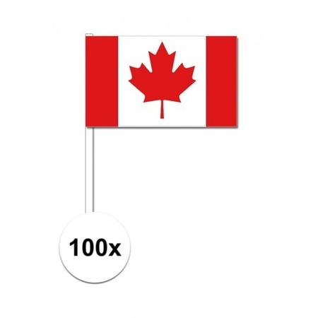 100x Canadian waving flags 12 x 24 cm