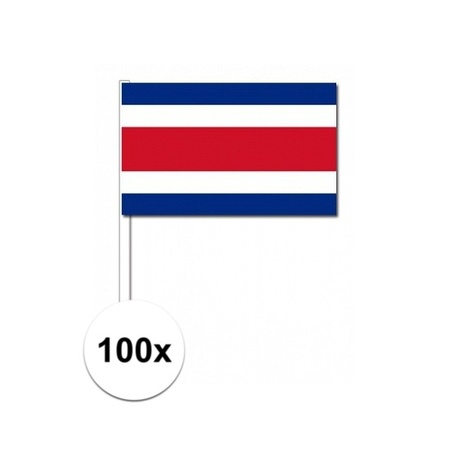 100x Costa Rican waving flags 12 x 24 cm