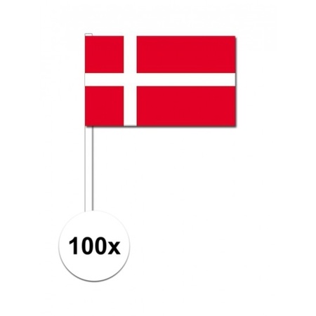 100x Danish waving flags 12 x 24 cm