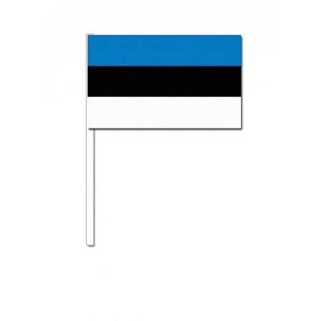 100x Estonian waving flags 12 x 24 cm