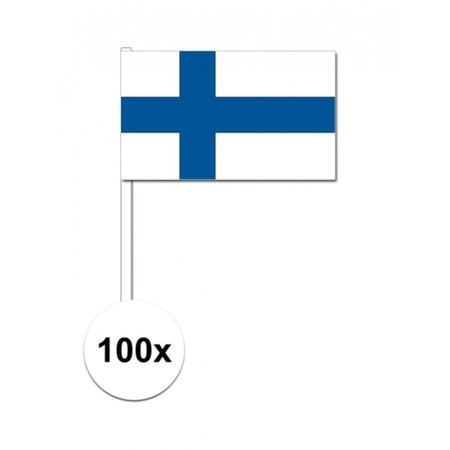100x Finnish waving flags 12 x 24 cm