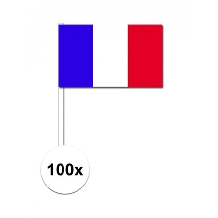100x Franse zwaaivlaggetjes 12 x 24 cm