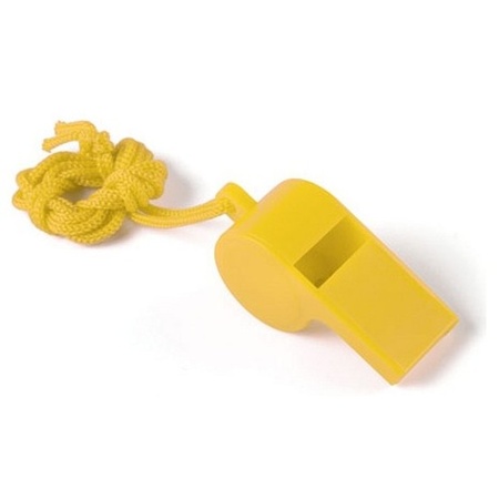 100x Yellow whistle on cord