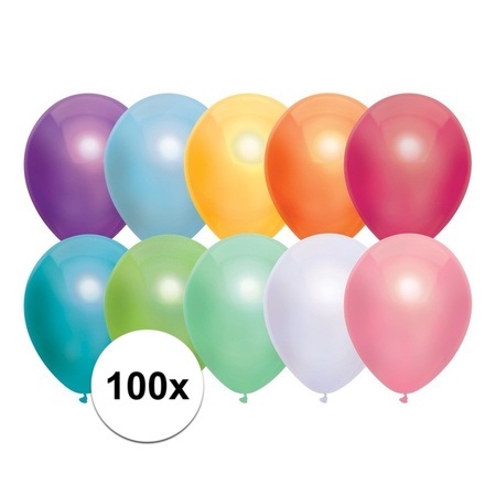 100x Gekleurde metallic ballonnen 30 cm
