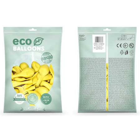 100x Yellow balloons 26 cm eco/biodegradable