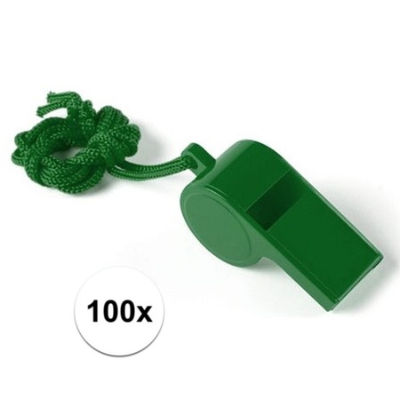 100x Groen fluitje aan koord