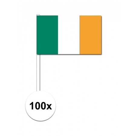 100x Irish waving flags 12 x 24 cm