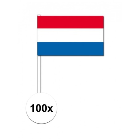 100x Dutch waving flags 12 x 24 cm