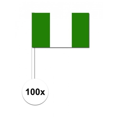 100x Nigerian waving flags 12 x 24 cm