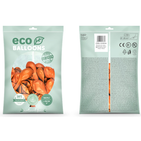 100x Orange balloons 26 cm eco/biodegradable