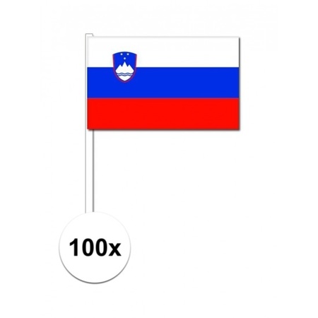100x Sloveense zwaaivlaggetjes 12 x 24 cm